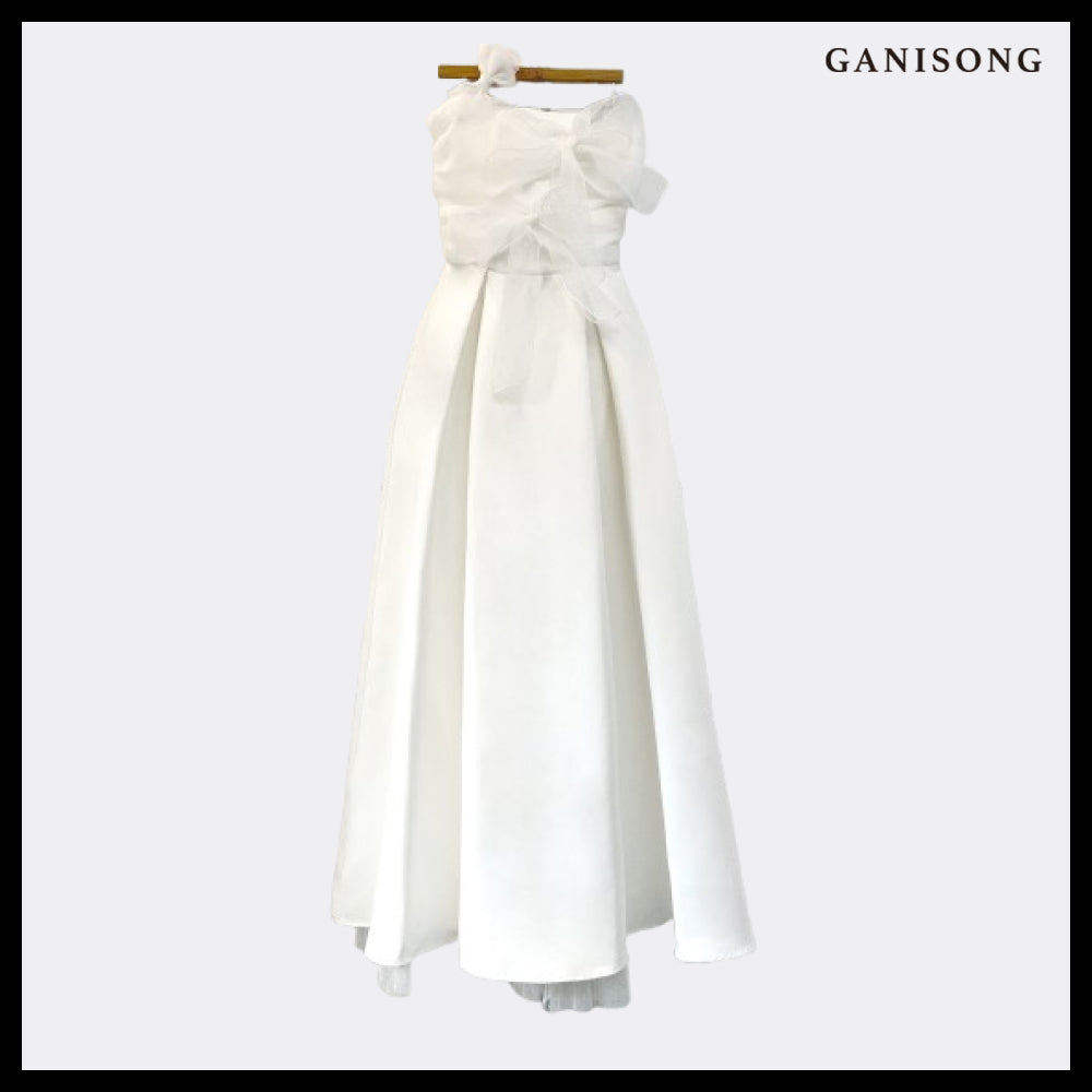 【GANISONG】Bridal Knotted Dress White
