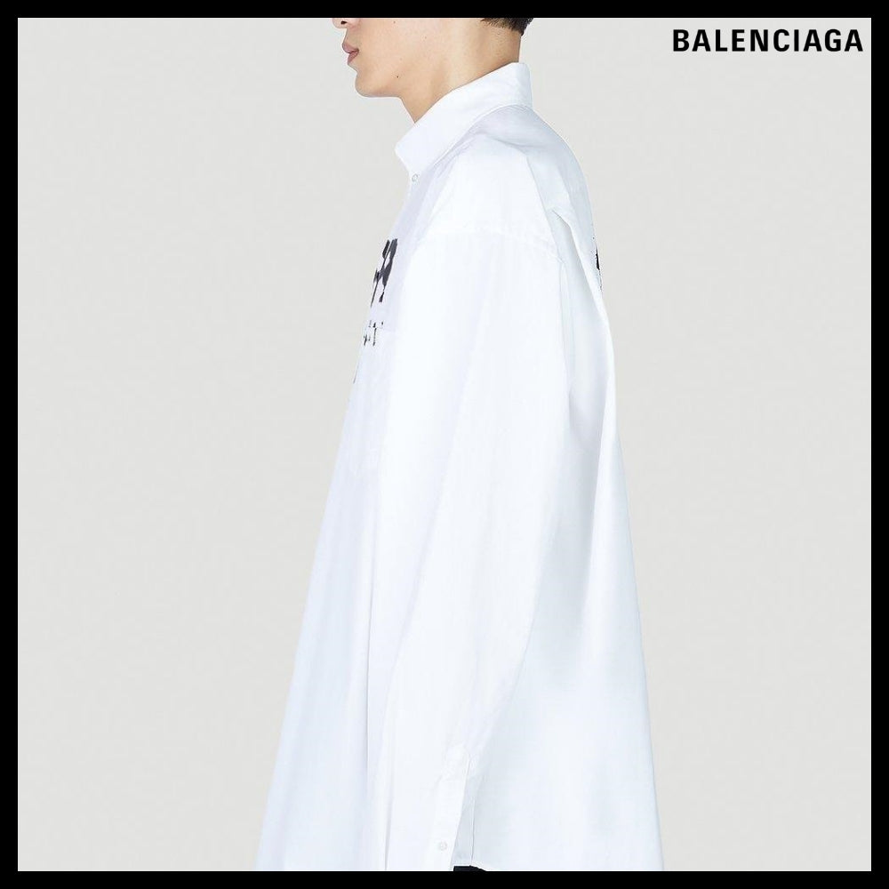 【BALENCIAGA】Paint Logo Shirt White