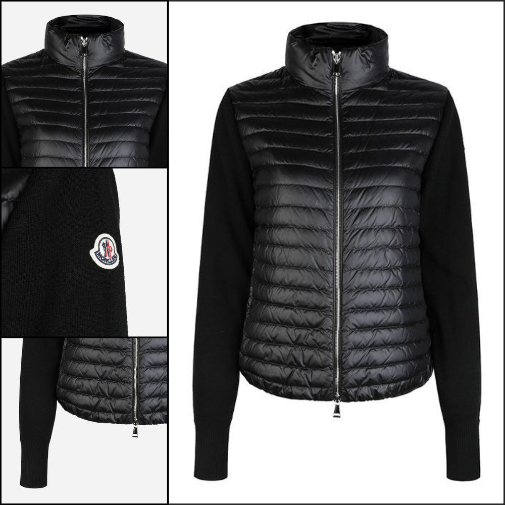 【Moncler】Women's Logo Patch Padded Mix Jacket Black