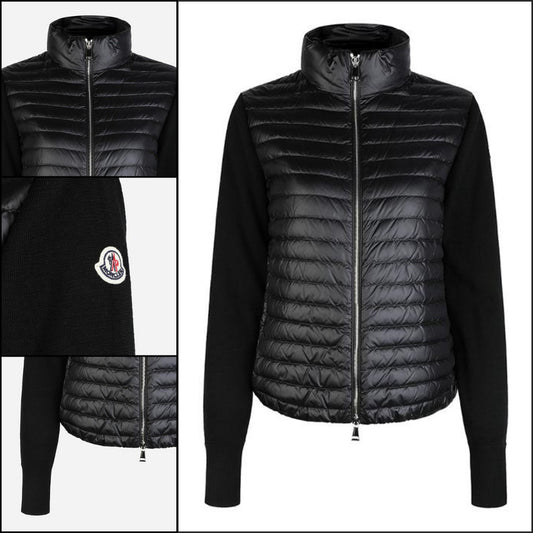 【Moncler】Women's Logo Patch Padded Mix Jacket Black