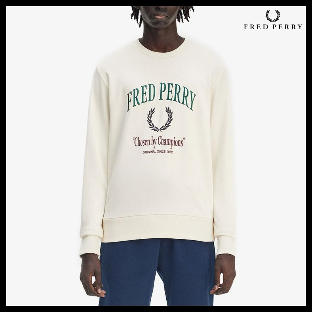 【FRED PERRY】Clubhouse Embroidered Champion Sweatshirt Ecru