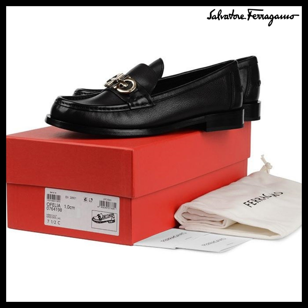 ◆FERRAGAMO◆OFELIA GANCINI LOAFERS BLACK