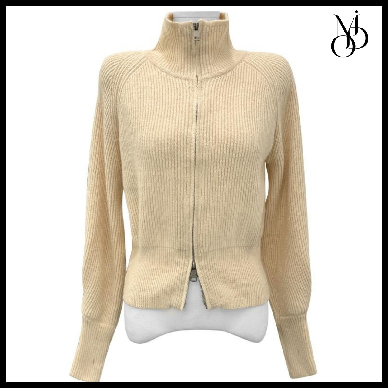 【MODIMOOD】Turtleneck Two-Way Pintuck Sleeve Knit Zip-Up