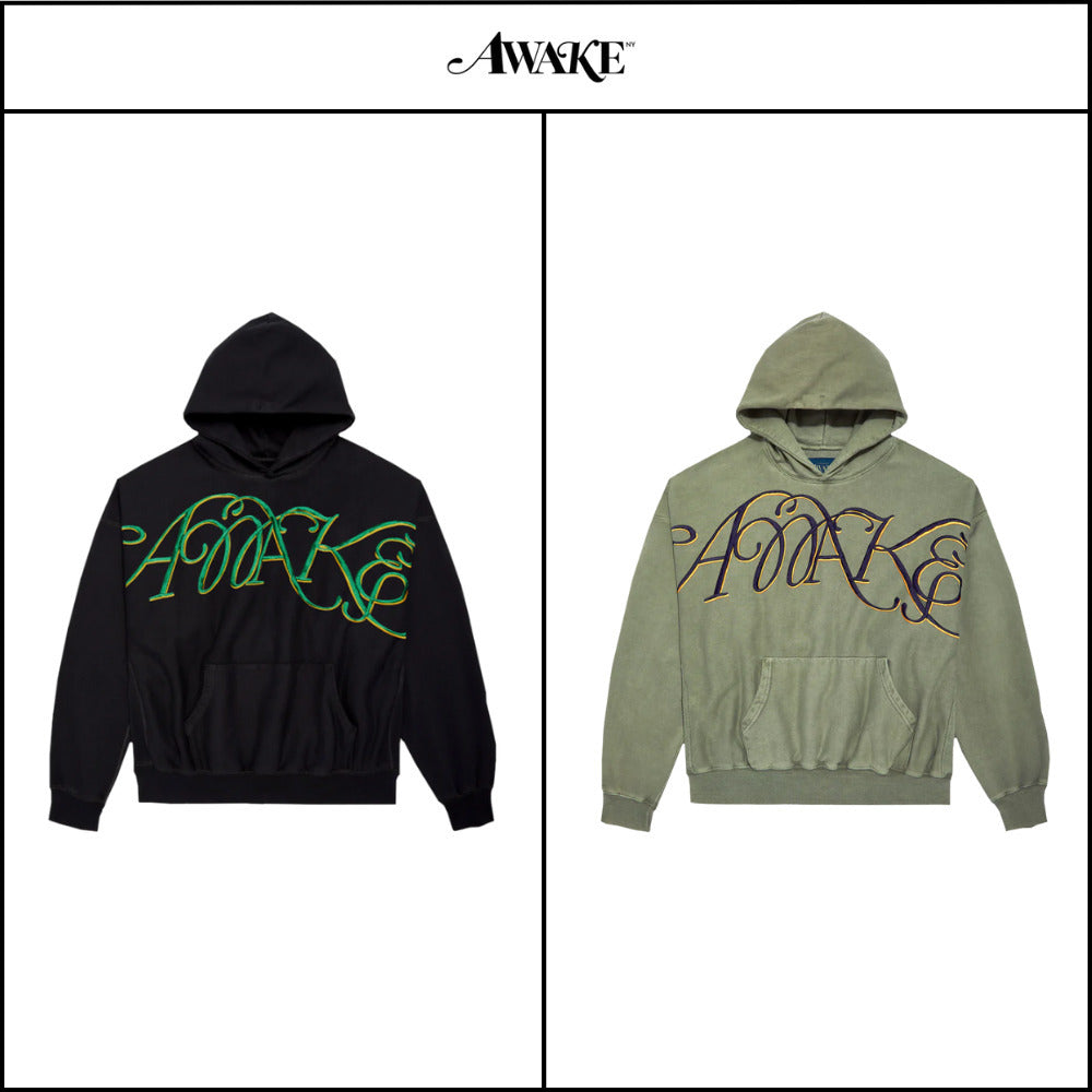【AWAKE NY】Script Oversized Embroidered Hoodie (2 Colors)