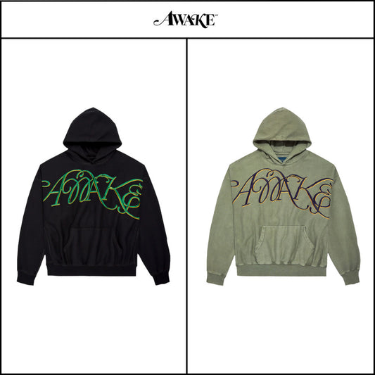 【AWAKE NY】Script Oversized Embroidered Hoodie (2 Colors)