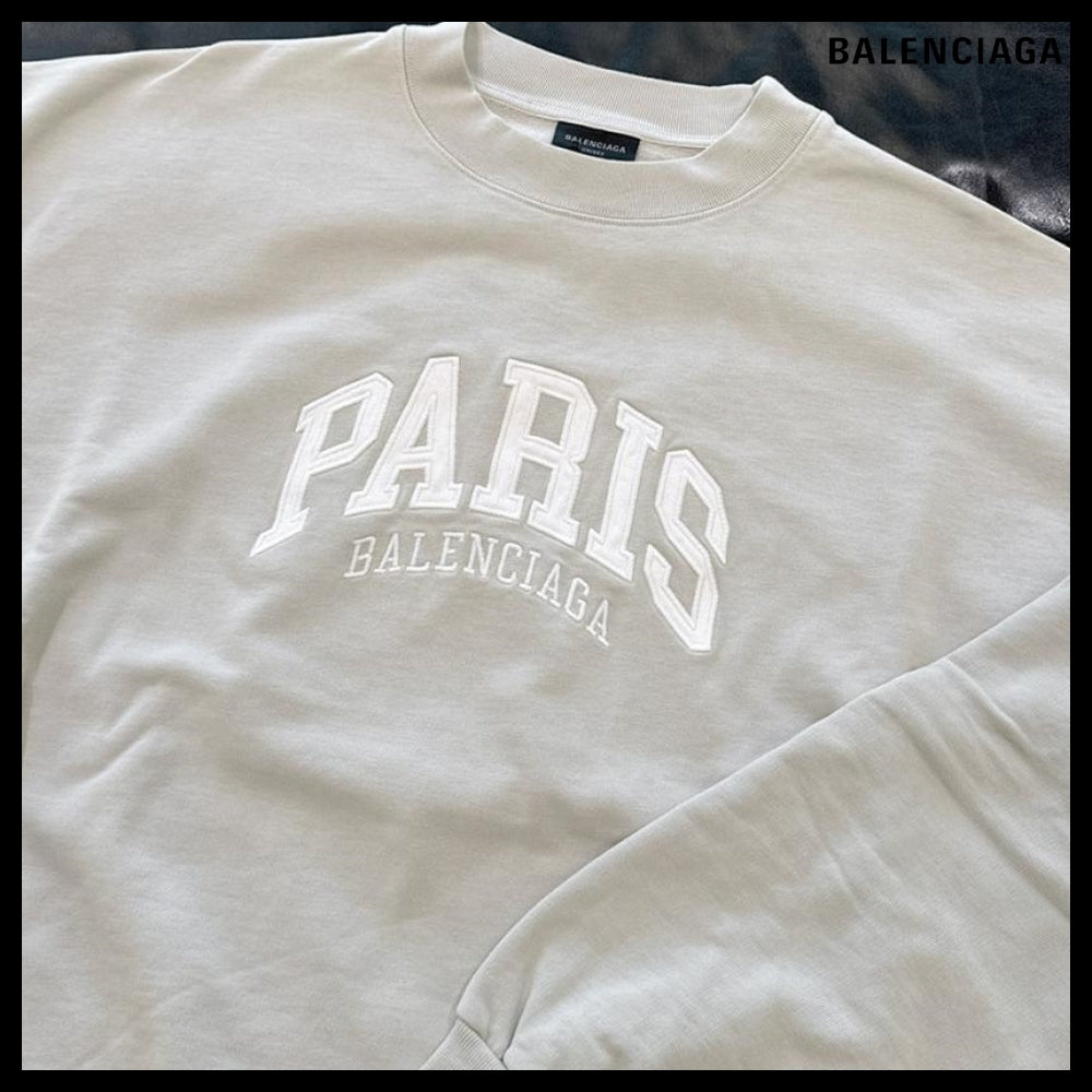 【BALENCIAGA】Cities Paris Sweatshirt Medium Fit White
