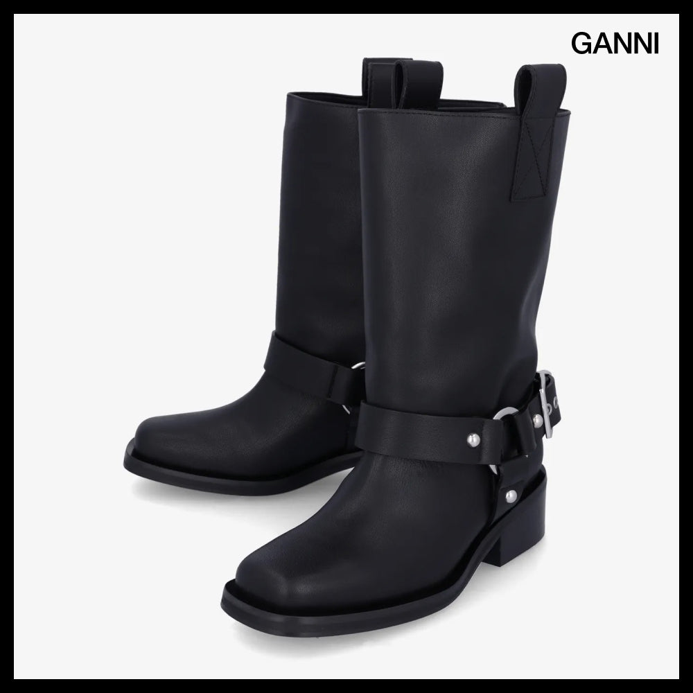 【Ganni】Biker Boots Black