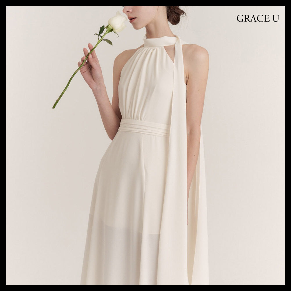 【GRACE U】Isabel Halter-Neck One-Piece 3 Colors