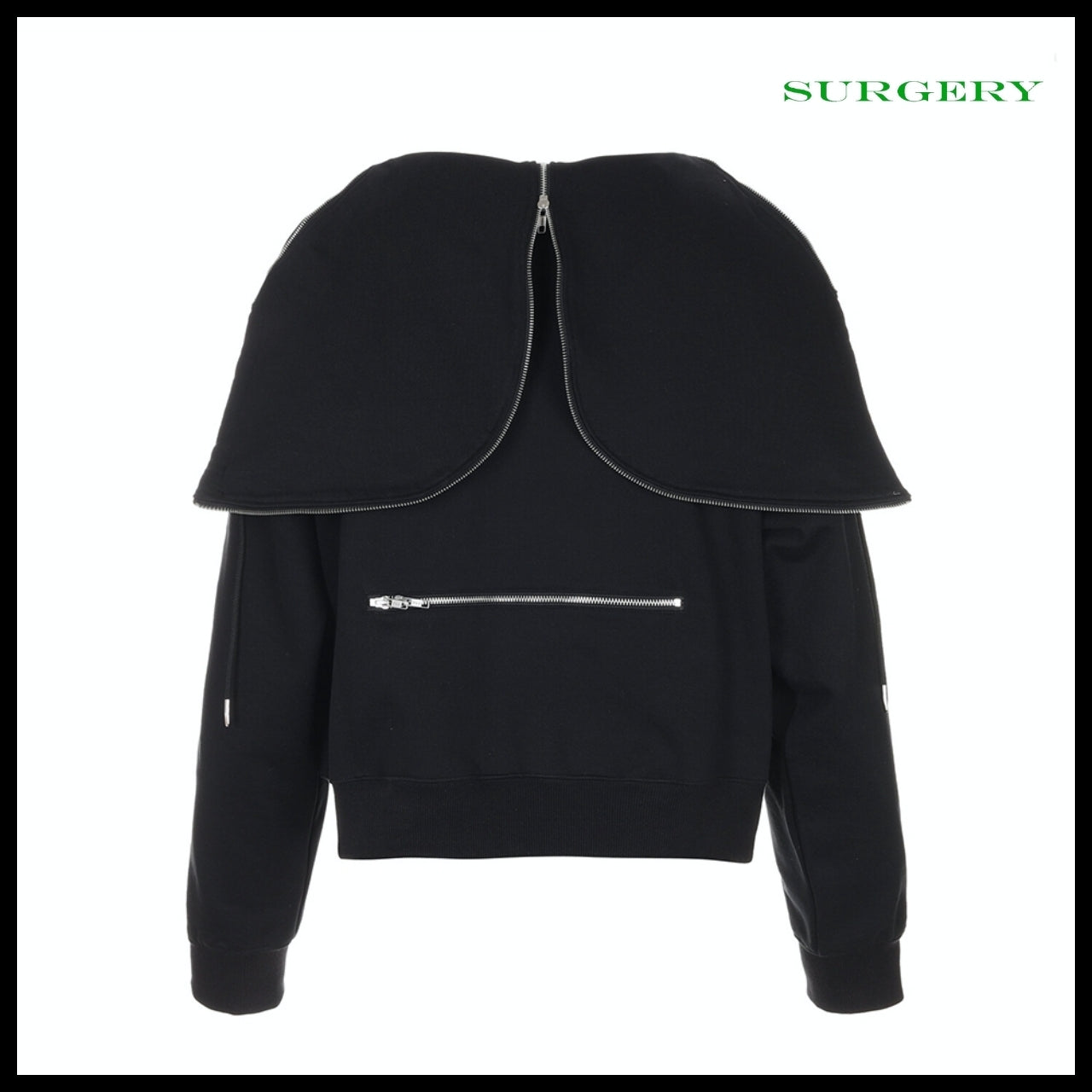 【Surgery】Four Directions Zipper Hoodie Black