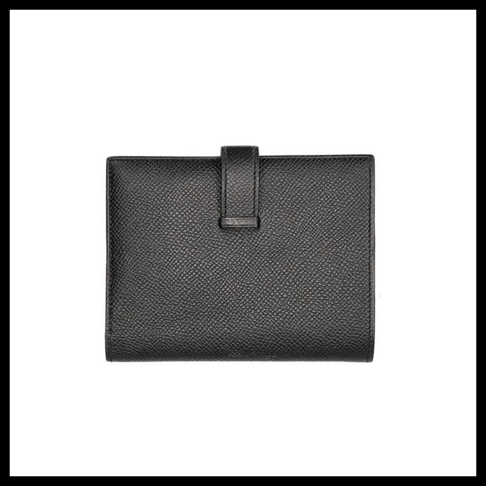 【HERMES】Bearn H Logo Leather Compact Half Wallet Black