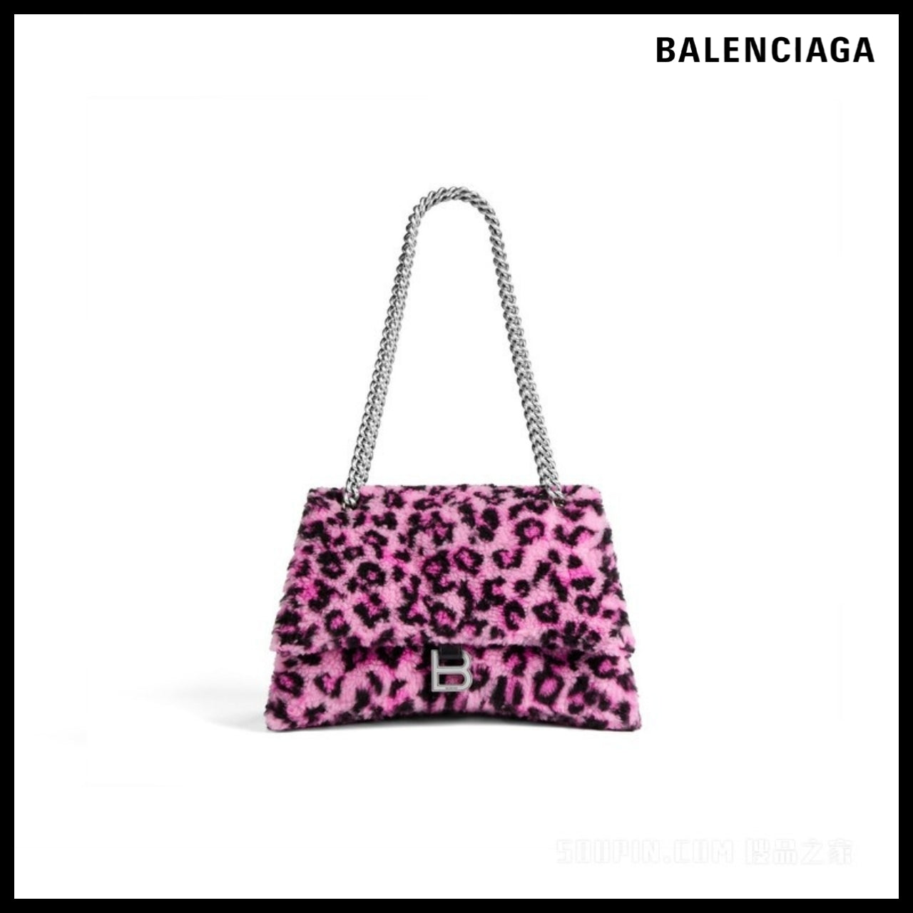 【BALENCIAGA】Crush Medium Chain Bag with Leopard Print