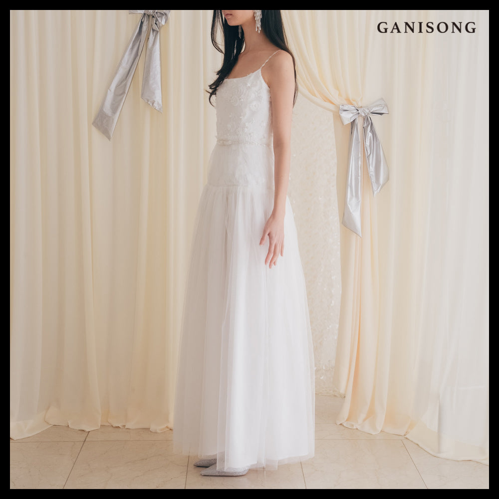 【GANISONG】Bridal Low Low Dress White