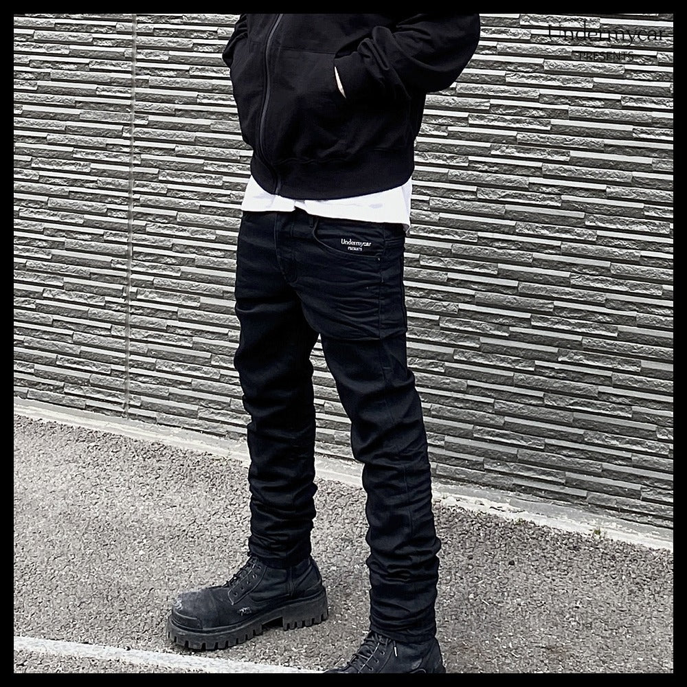 【Undermycar】Mu.29 Anti Fxxking Logo Play Stretch SlimJeans
