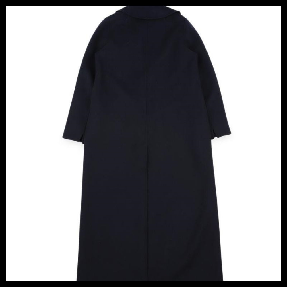 【S Max Mara】 Women Poldo Belted Wool Long Coat Navy