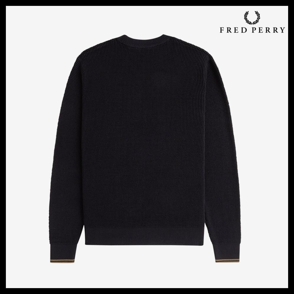 ◆FRED PERRY◆ ニット Knit Black ワッフル ロゴ