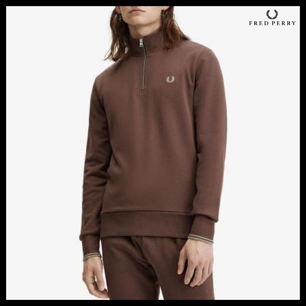 【FRED PERRY】Baseline Half Zip Sweatshirt U85 C Road Brick