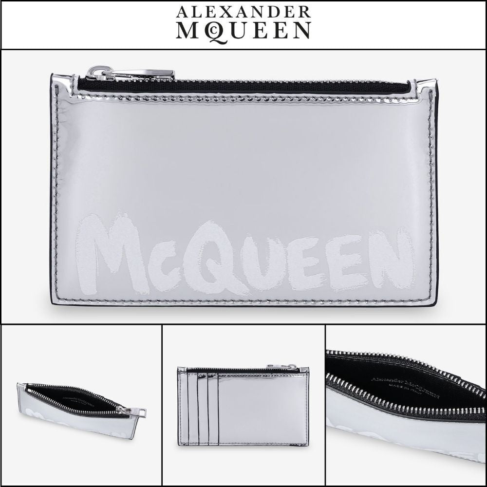 【ALEXANDER MCQUEEN】Zip coin card holder silver