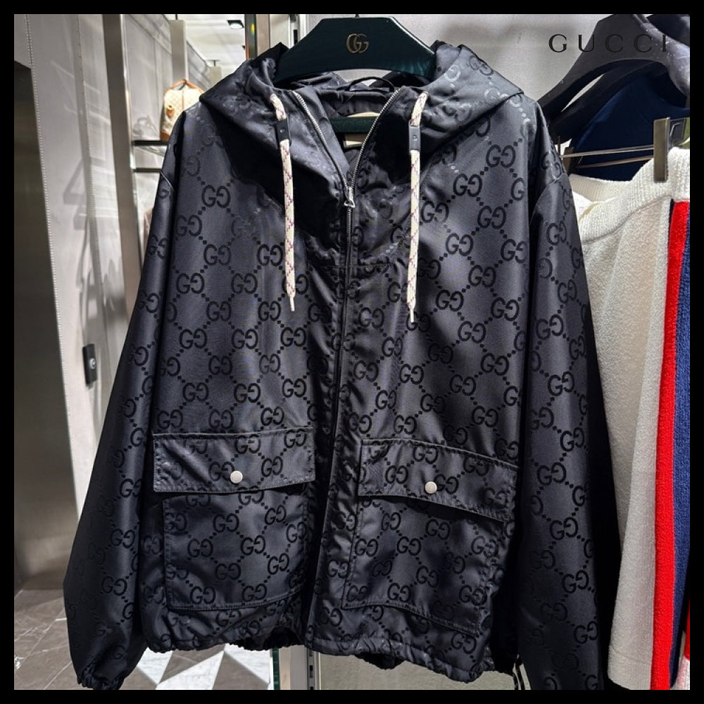 【GUCCI】GG Canvas Nylon Hooded Blouson Jacket Black