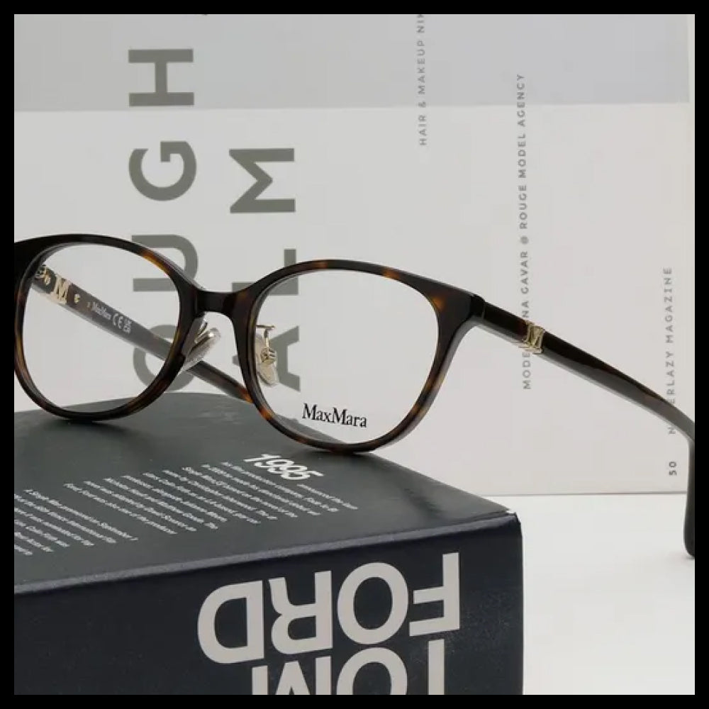 【Max Mara】Leopard Horn-Rimmed Eyeglasses Asian Fit Unisex