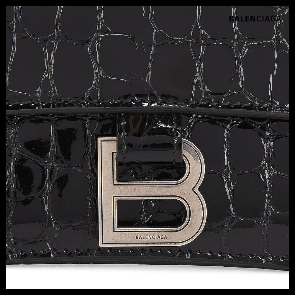 【BALENCIAGA】Crocodile Embossed Crush Medium Chain Bag