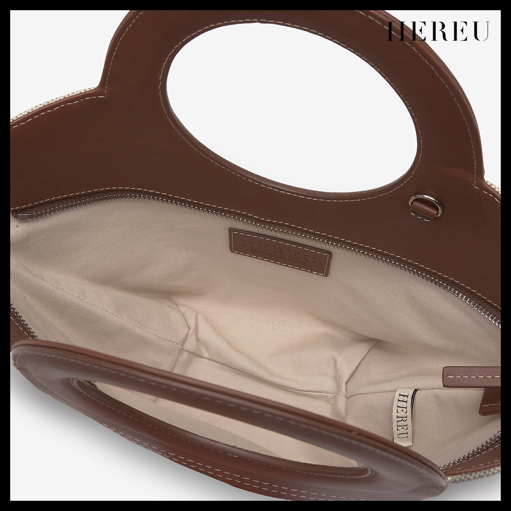 【HEREU】ミニ カラ トートバッグ ベージュ チェスナット