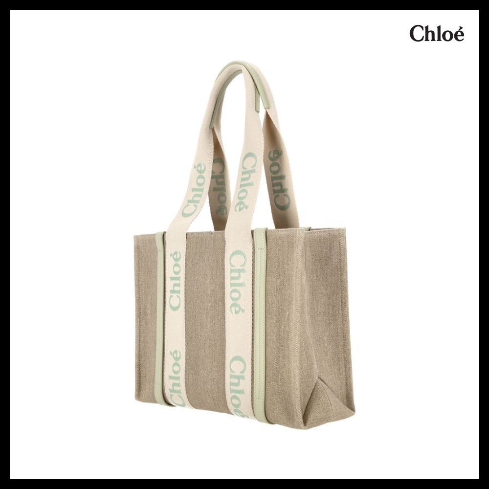 【Chloe】ウディ リネン ミディアム トートバッグ