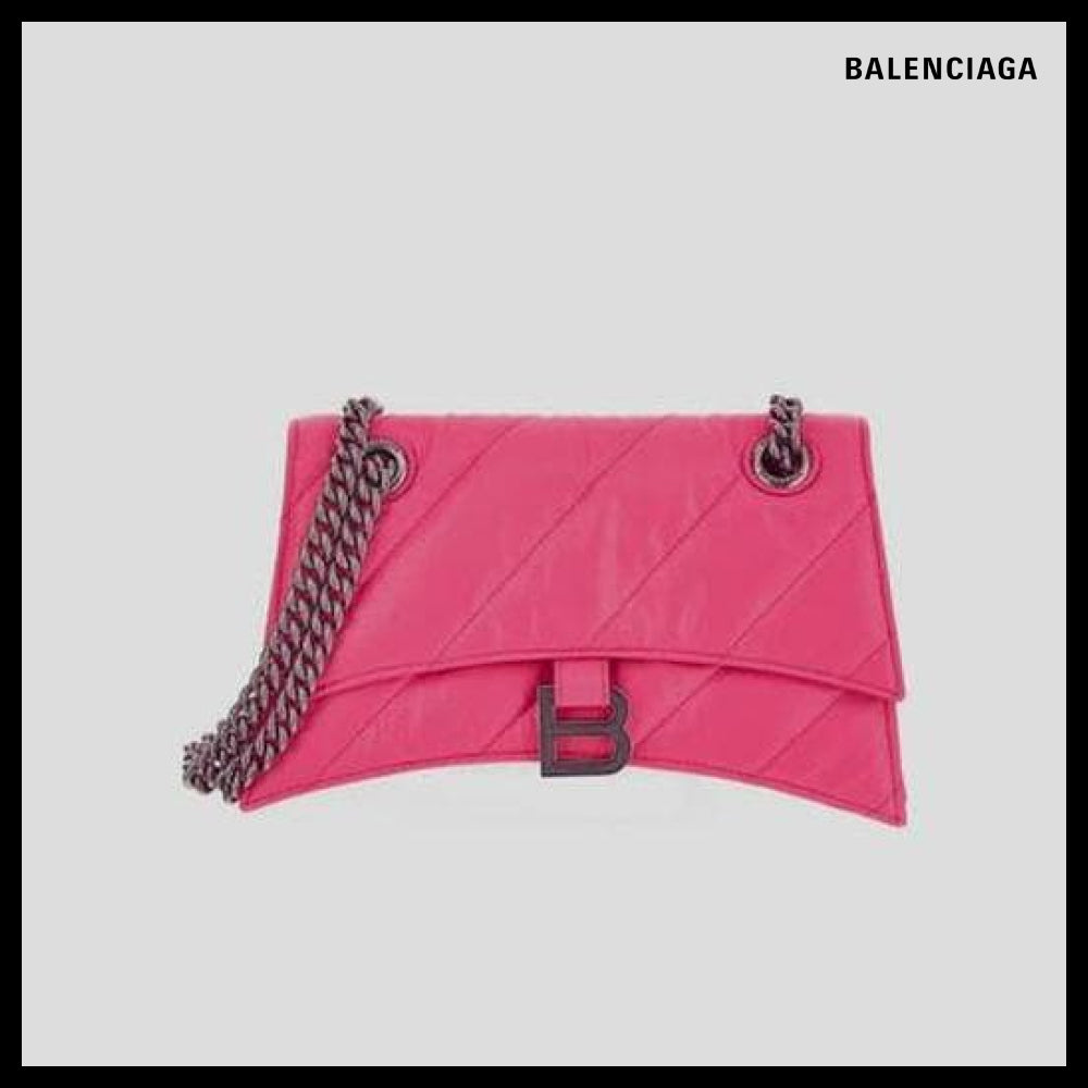 【BALENCIAGA】Crush Small Chain Bag Quilted Pink