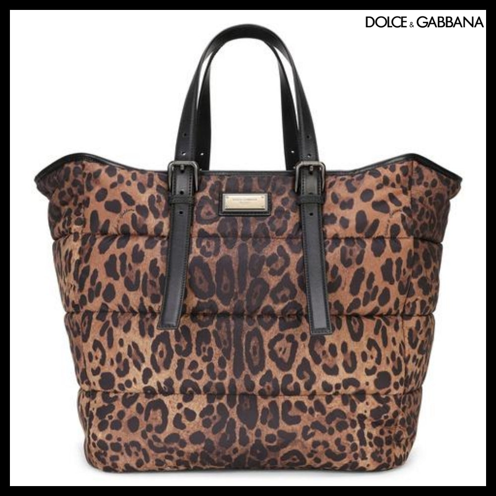 【Dolce&Gabbana】LEOPARD PRINT SICILY SHOPPER QUILTED NYLON