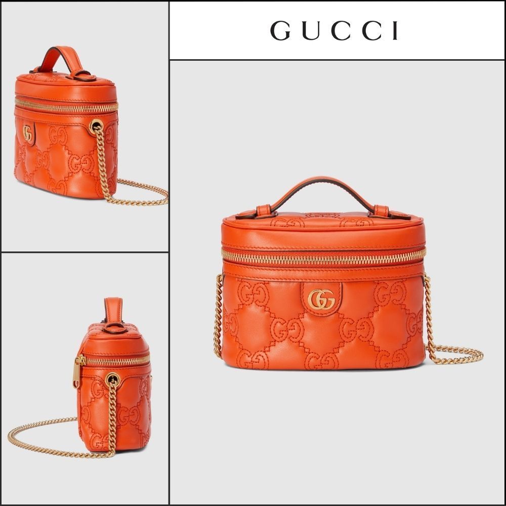 【GUCCI】GG Matelasse Top Handle Mini Bag Orange