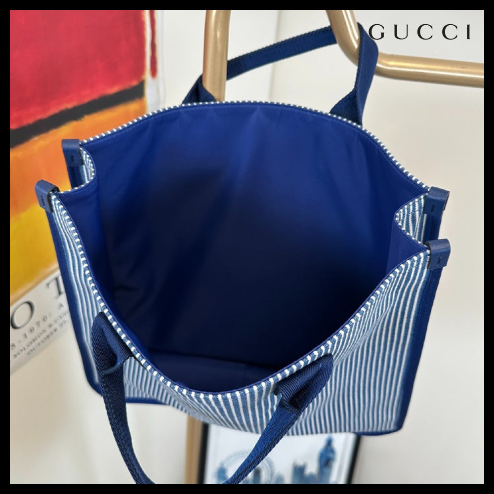 【GUCCI X OSHKOSH】Logo Stripe Square Tote Bag