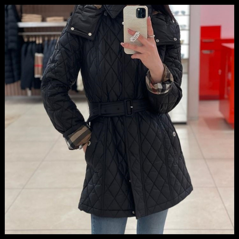 【BURBERRY】HEMINGFIELD Belted Women’s Diamond Quilted