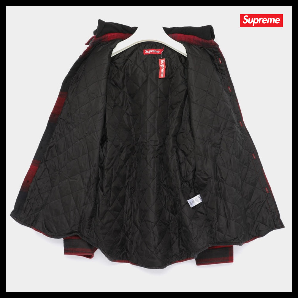 【100%正規品保証 Supreme】Quilted Lined Hooded Flannel Shirt