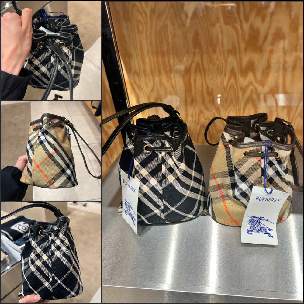 【Burberry】Check Drawstring Bucket Bag