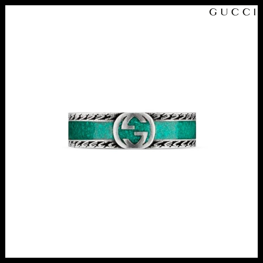 【GUCCI】Interlocking G Turquoise Enamel Ring