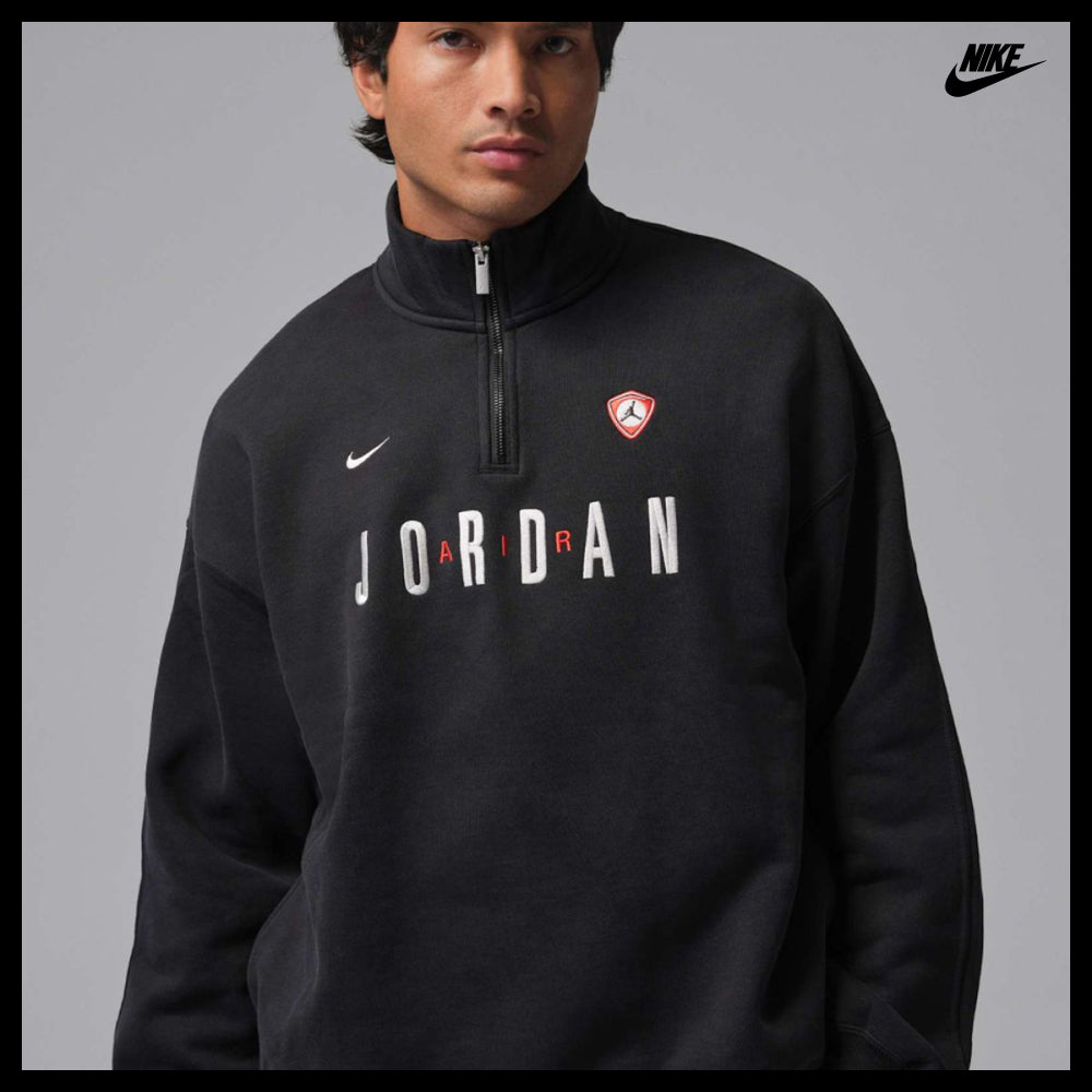 【NIKE】Flight Graphic Fleece 1/4 Zip M Black Street