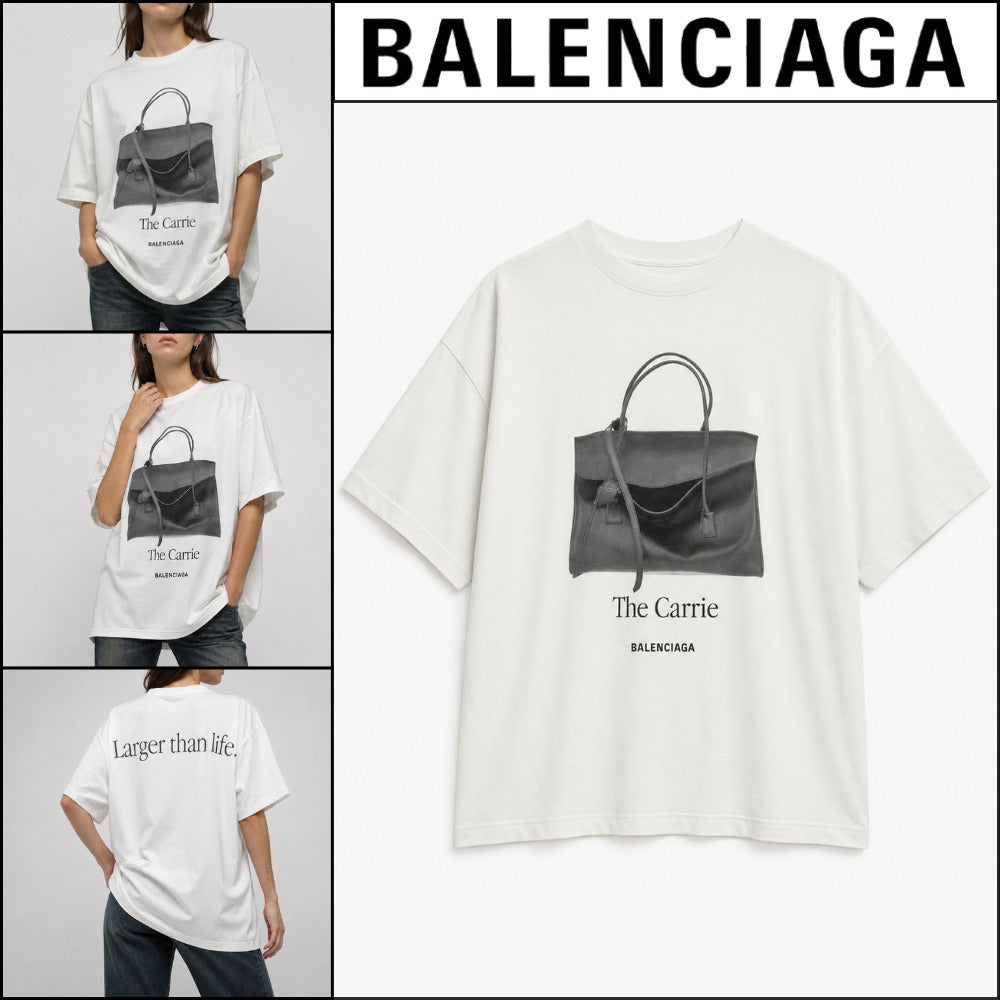 【BALENCIAGA】Women’s Gray Holdall Oversized T-Shirt