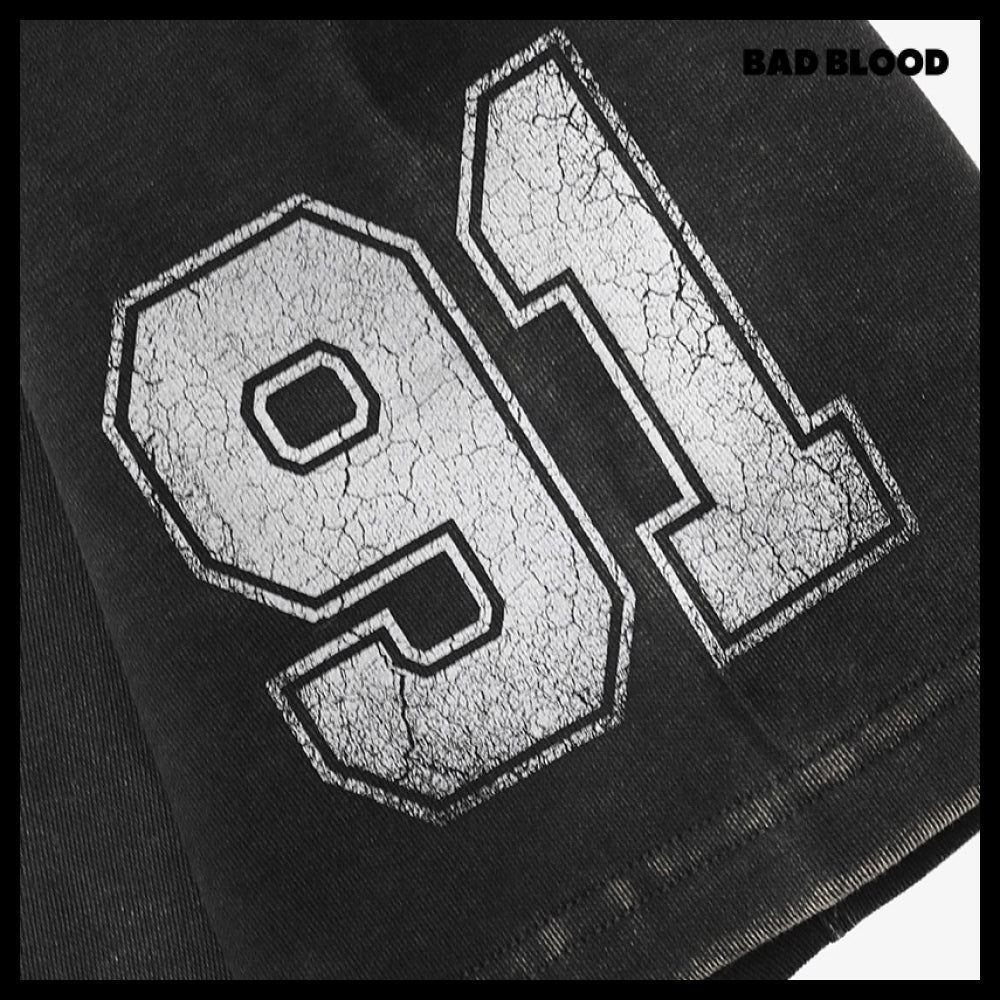 【BADBLOOD】91 Crack Print V Neck T Shirt 2colors