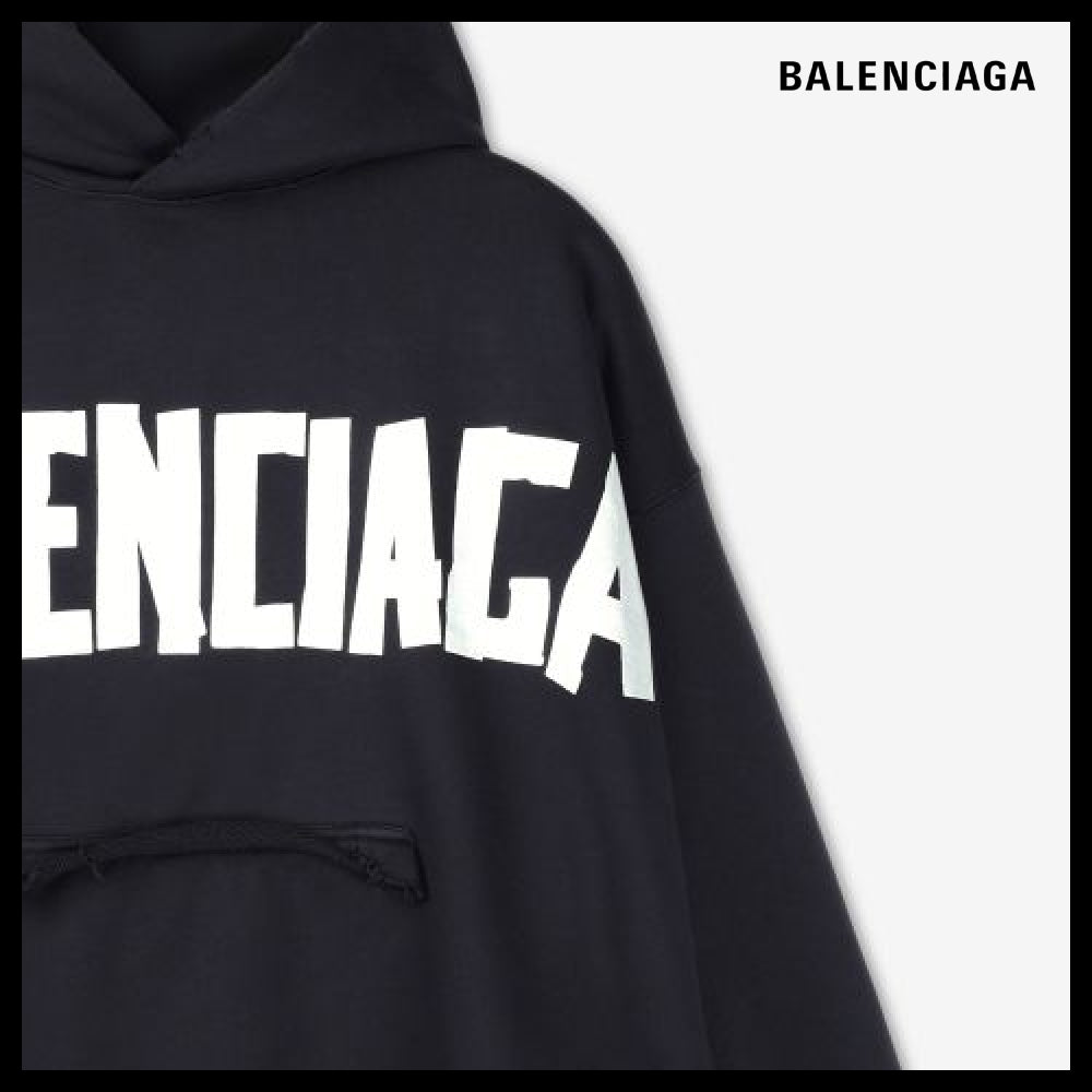 【BALENCIAGA】Ripped Pocket Hood Faded Black:Silver