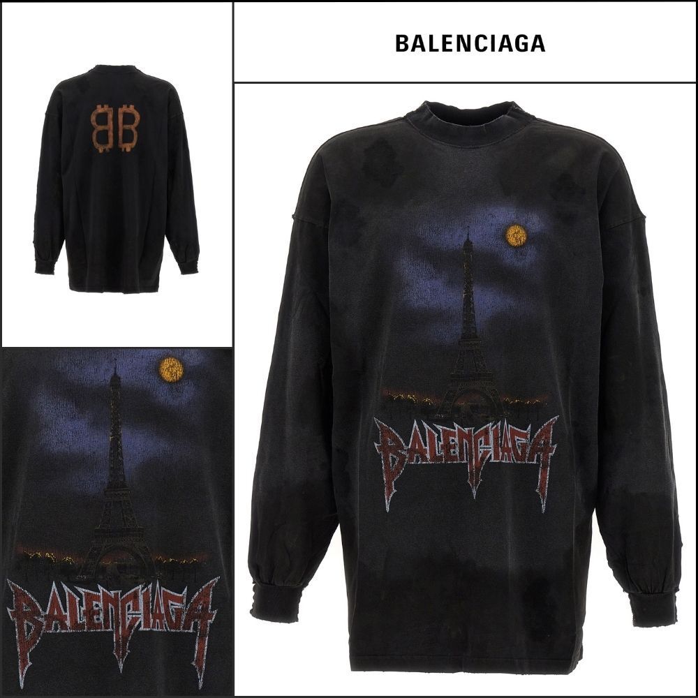 【BALENCIAGA】Paris Moon Double Front Long Sleeve T-Shirt Ov
