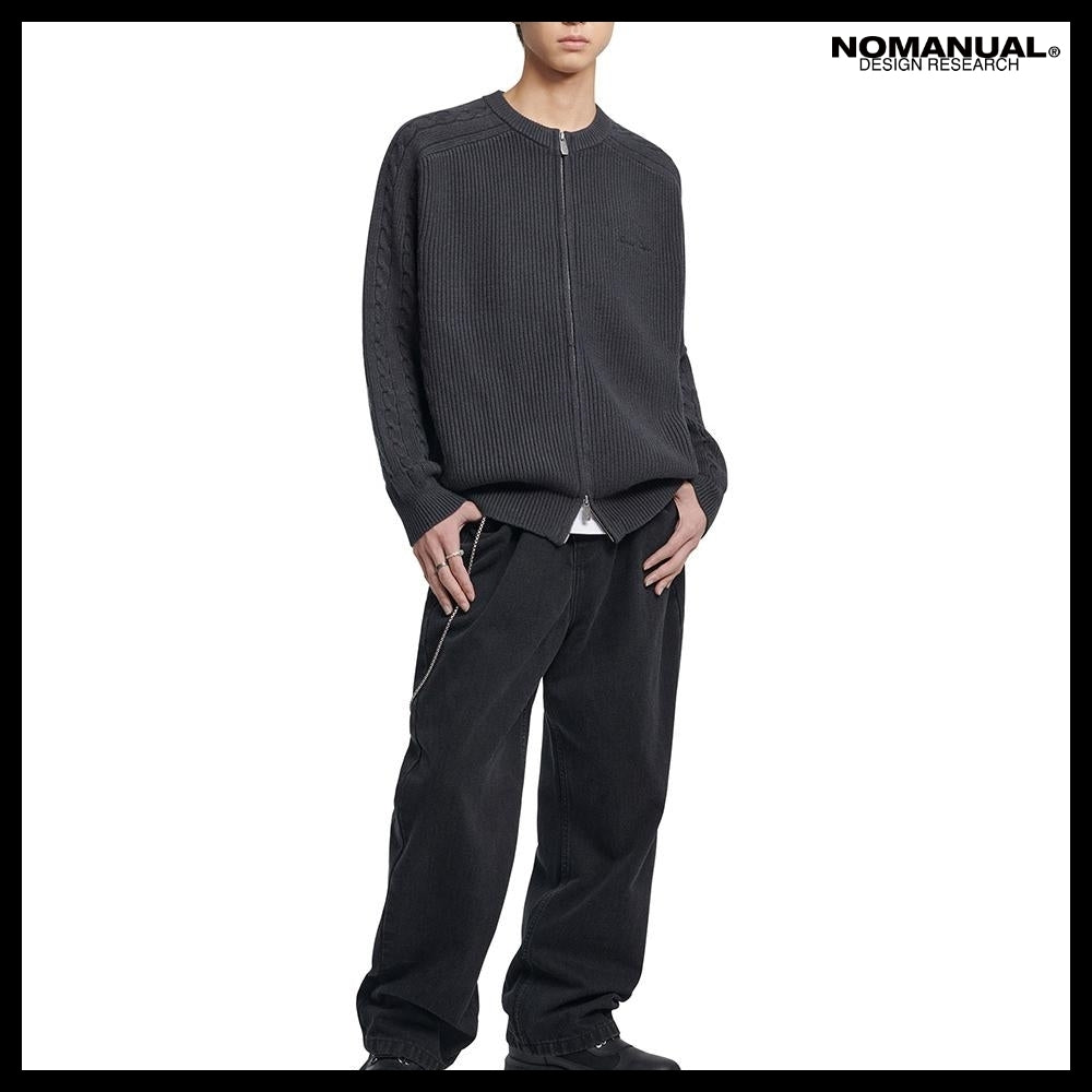 【NOMANUAL】Anomaly Knit Zip-Up Charcoal