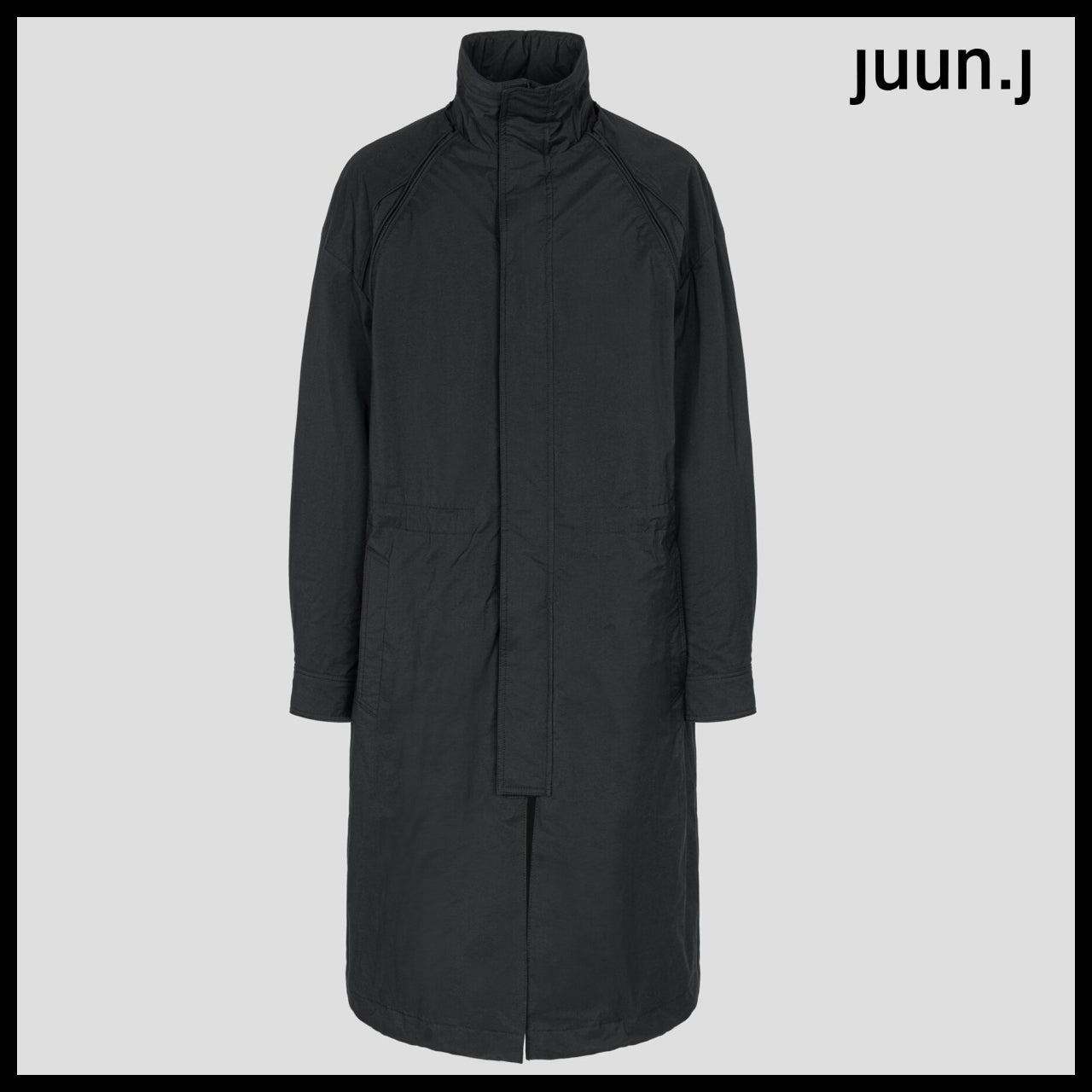 【JUUN.J】Stand Collar Sleeve Detachable Mac Coat Black