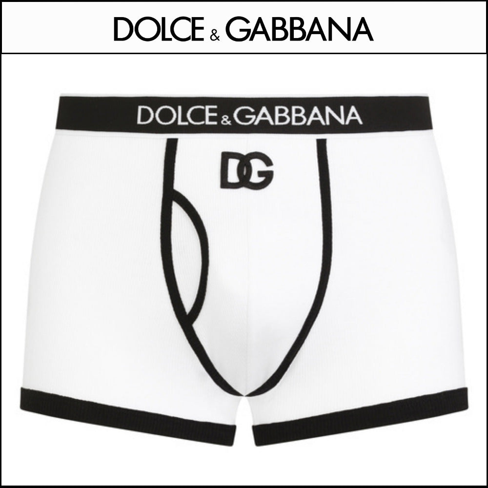 【Dolce & Gabbana】FINE-RIB COTTON BOXERS WITH DG EMBLEM