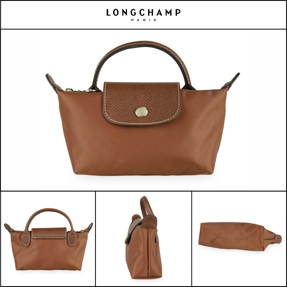 【Longchamp】Le Pliage Original Handle Pouch Brown