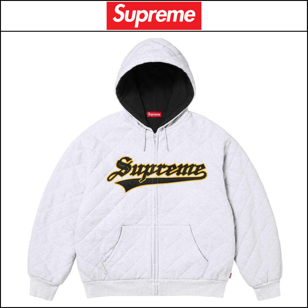 【Supreme】Quilted Zip Up Hooded Sweatshirt Ash Grey 25FW
