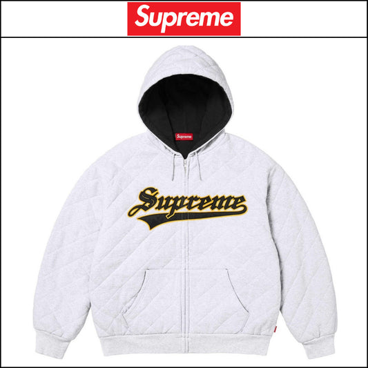 【Supreme】Quilted Zip Up Hooded Sweatshirt Ash Grey 25FW