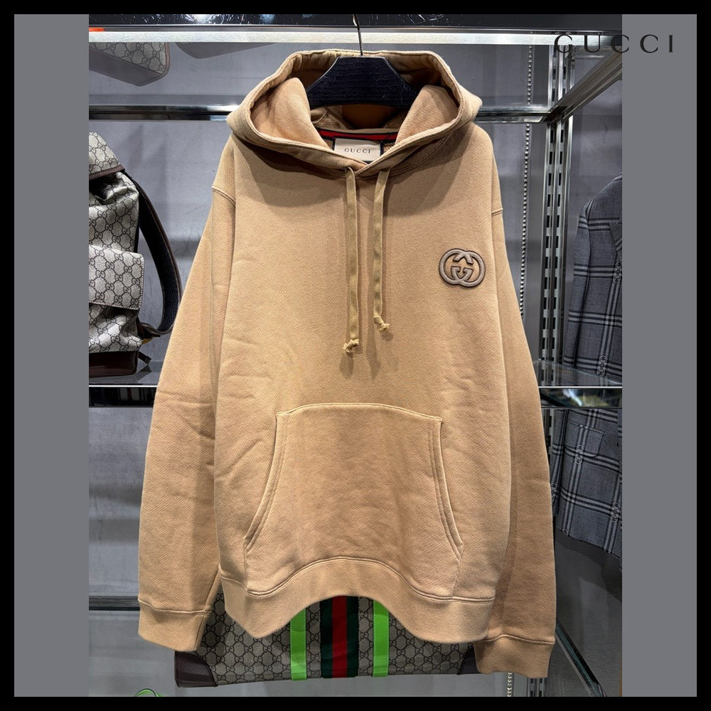 【GUCCI】Interlocking G Heavy Felted Cotton Jersey Hoodie