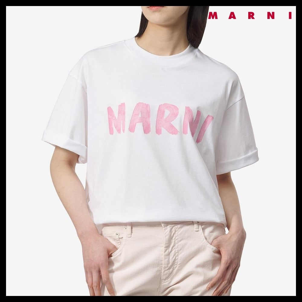 【MARNI】ロゴプリント 半袖Tシャツ リリーホワイト