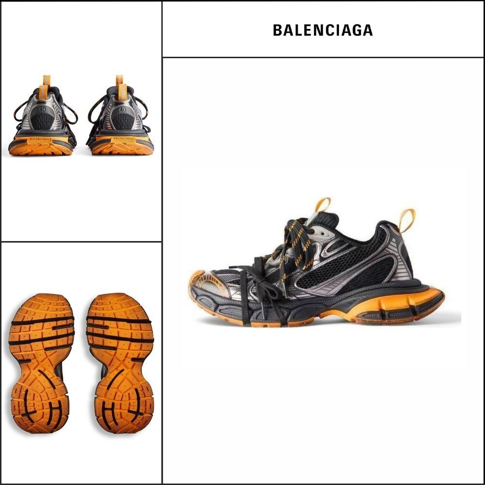 【BALENCIAGA】3XL Sneaker Black Orange Grey Mesh and Polyure