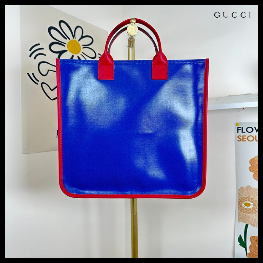 【GUCCI】ロゴプリント コーティングキャンバス スクエア トート