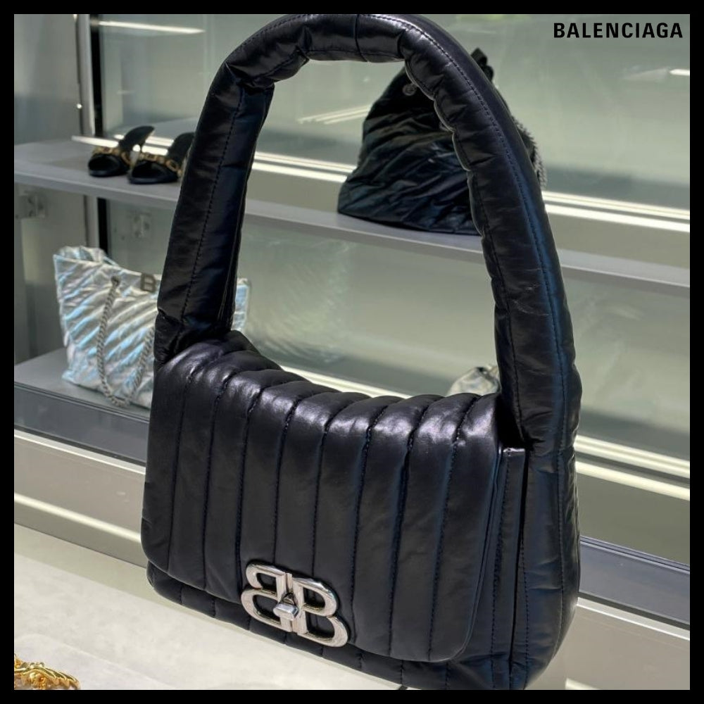 【BALENCIAGA】BB Logo Quilted Monaco S Slingback